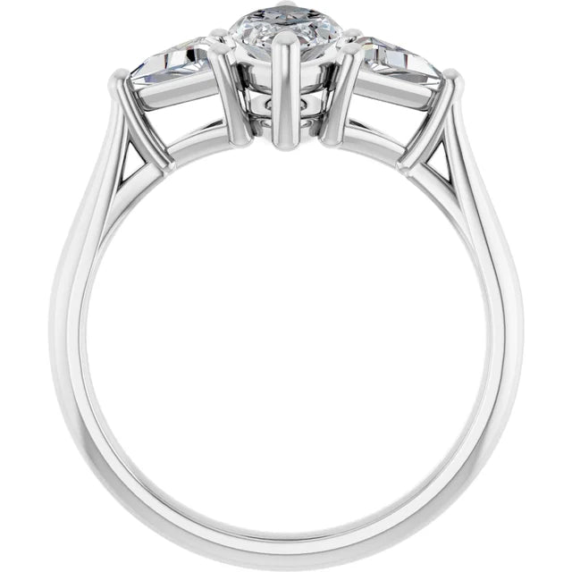 1 CT Marquise and Trillion Three Stone Diamond Engagement Ring for Women Set ini white gold or platinum showing under gallery 