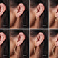a model wearing hoop earrings 