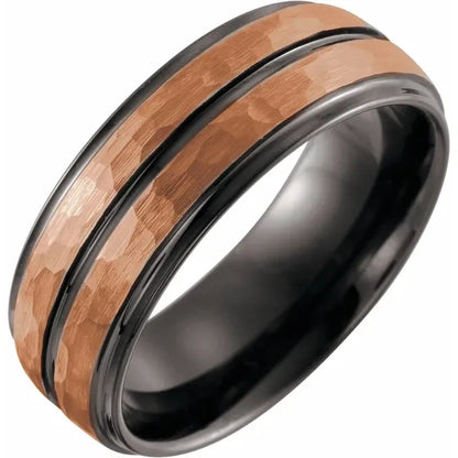 men wedding band - tungsten ring for men with rose gold 