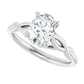 Sideway Picture for 1 CT Twisted Shank Oval Shape Solitaire Diamond Engagement Ring Set in white gold or platinum 