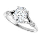 Sideway Picture for 1 CT Vintage Style Split Shank Oval Solitaire Diamond Engagement Ring set in white gold or platinum 