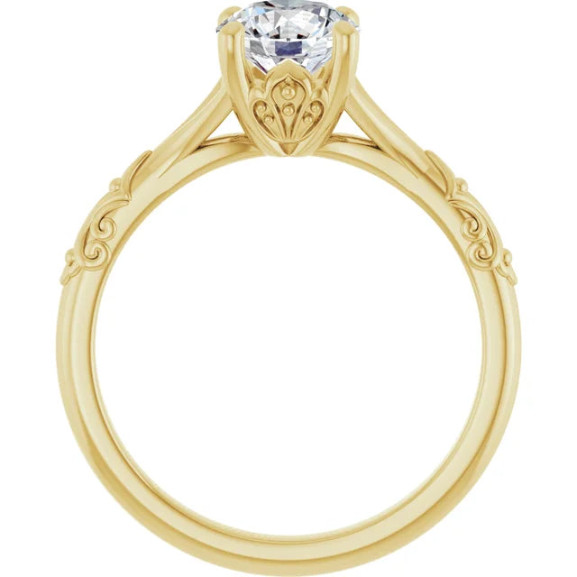 Vintage inspire Split Shank Round Solitaire Diamond Engagement Ring showing under gallery 