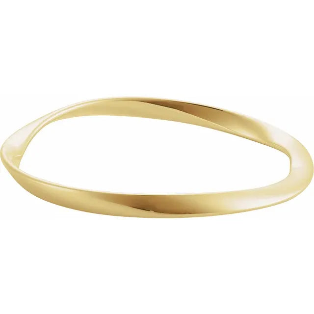 14K Yellow Wavy Bangle 7 1/2" Bracelet