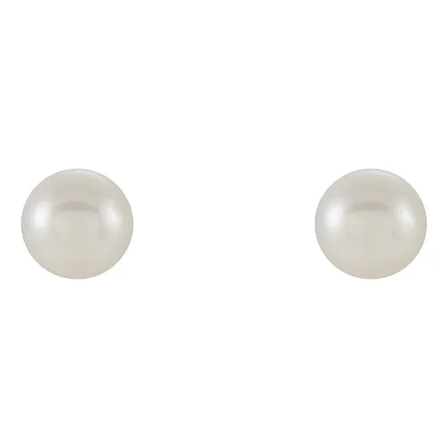 White Freshwater Pearl Stud Earrings 