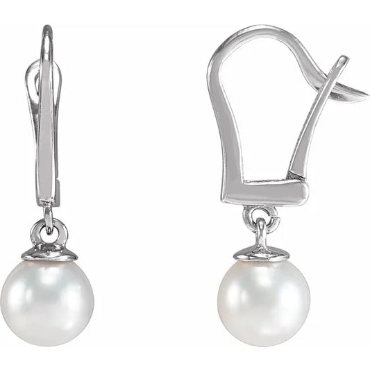 Freshwater Pearl Lever Back Earrings