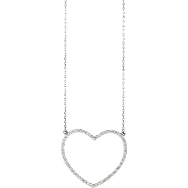 14K Gold Natural Diamond Heart Necklace