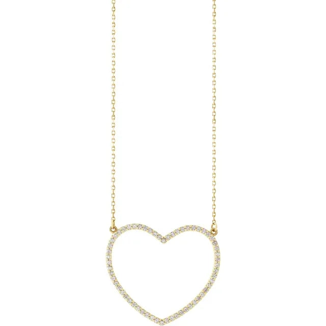 14K Gold Natural Diamond Heart Necklace