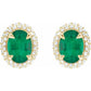 14K Yellow Gold Emerald And Diamond Stud Earrings in Yellow Gold