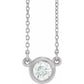 14K White Gold Basel set Natural Diamond Solitaire Necklace details