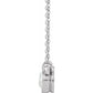 14K White Gold Basel set Natural Diamond Solitaire Necklace side picture 