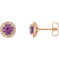 1/8 Carat Natural Diamond Accented 14K Rose Gold Stud Earrings, Personalized with Natural Amethyst 