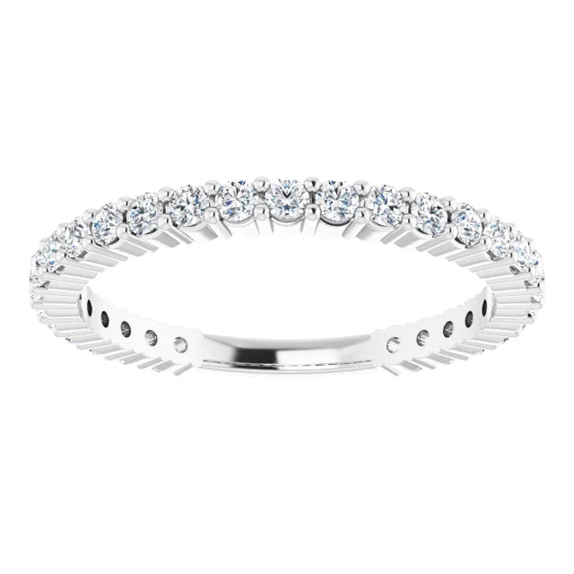 1/2 CTW Round Natural Diamond Anniversary Band 14K White Gold Straight 