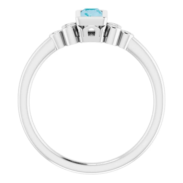 Natural London Blue Topaz Engagement Ring 14K Gold side