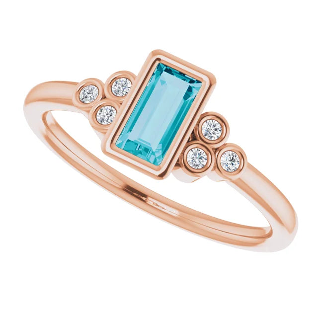 Natural London Blue Topaz Engagement Ring 14K Rose Gold Details 