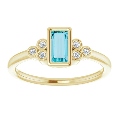 Natural London Blue Topaz Engagement Ring 14K Rose Gold Details 