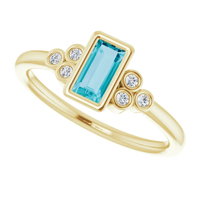 Natural London Blue Topaz Engagement Ring 14K Yellow Gold