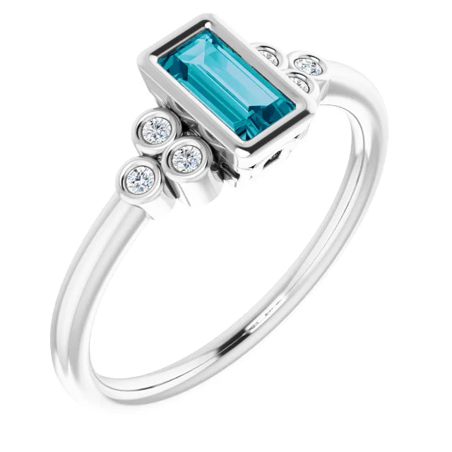 Natural London Blue Topaz Engagement Ring Platinum