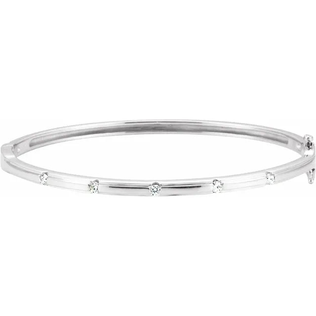 Diamond bangle Bracelet 14k White Gold 