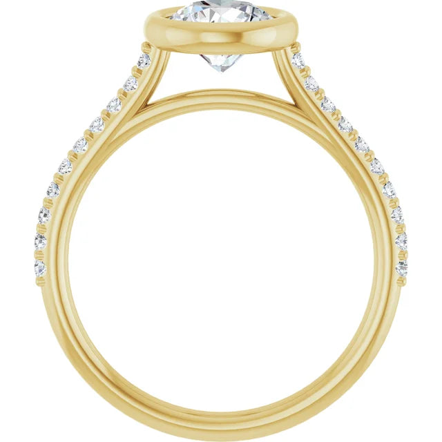 1 1/4 CTW Modern accented Bezel Set Diamond Engagement Ring set in Yellow Gold showing under gallery 