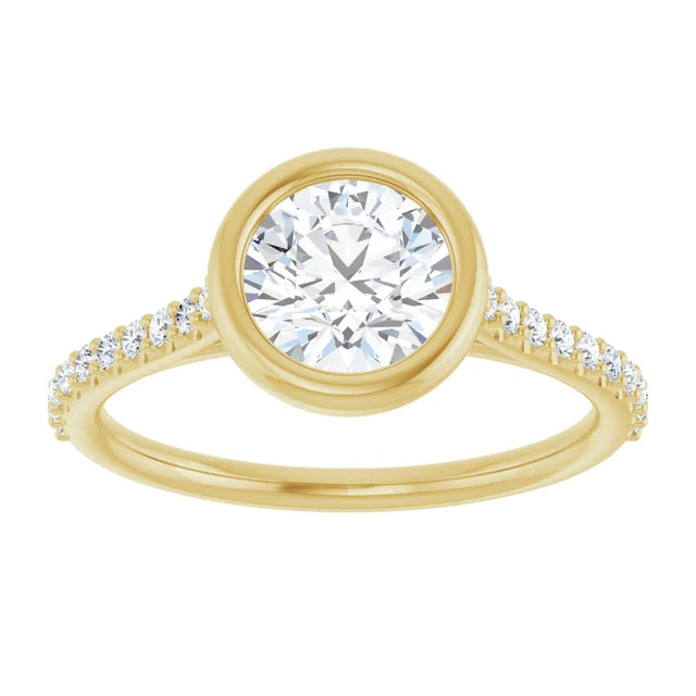 1 1/4 CTW Moden accented Bezel Set Diamond Engagement Ring 