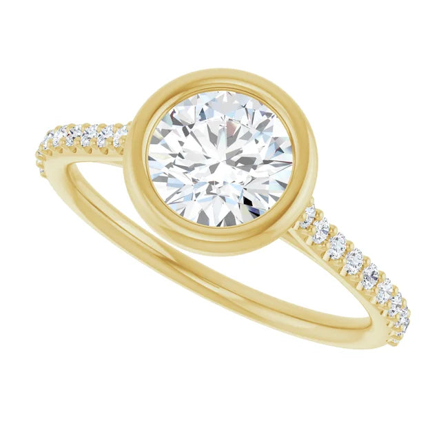 Sideway Picture for 1 1/4 CTW Modern accented Bezel Set Diamond Engagement Ring Set in Yellow Gold