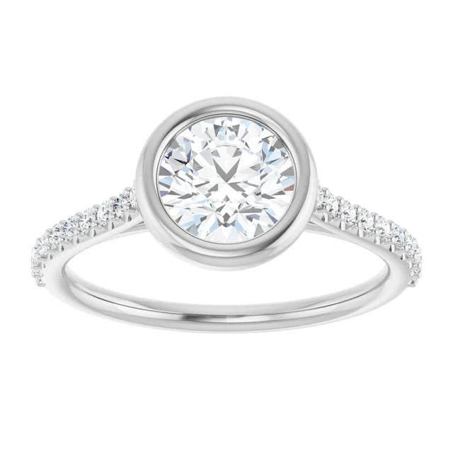 2 CT Modern Bezel Set Diamond Engagement Ring with accented Shank 