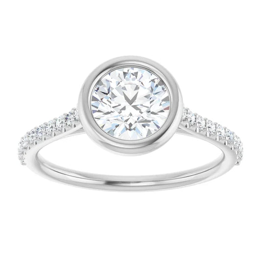 2 CT Modern Bezel Set Diamond Engagement Ring with accented Shank 