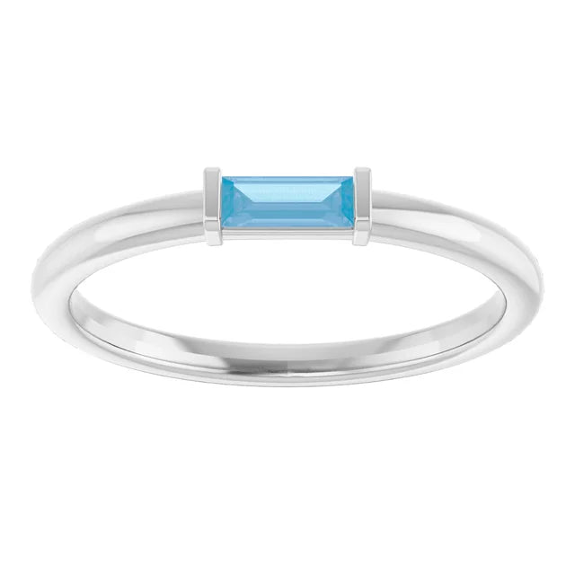 baguette engagement ring for women Blue Topaz White Gold