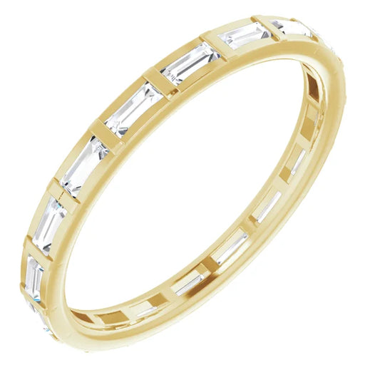 Straight Baguette Natural Diamond Eternity Band 14K Yellow Gold