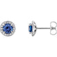 1/8 Carat Natural Diamond Stud Earrings, Personalized with sapphire birthstone 