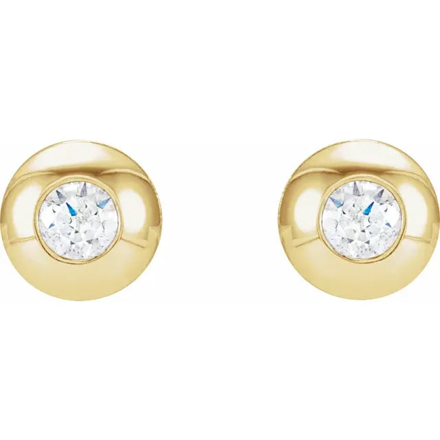 3 MM Stone 14K Rose gold Domed diamond stud earrings for women