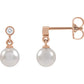 pearl earrings with diamond 14k rose gold