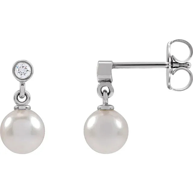 pearl earrings with diamond Platinum