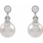 pearl earrings with diamond 14k White gold