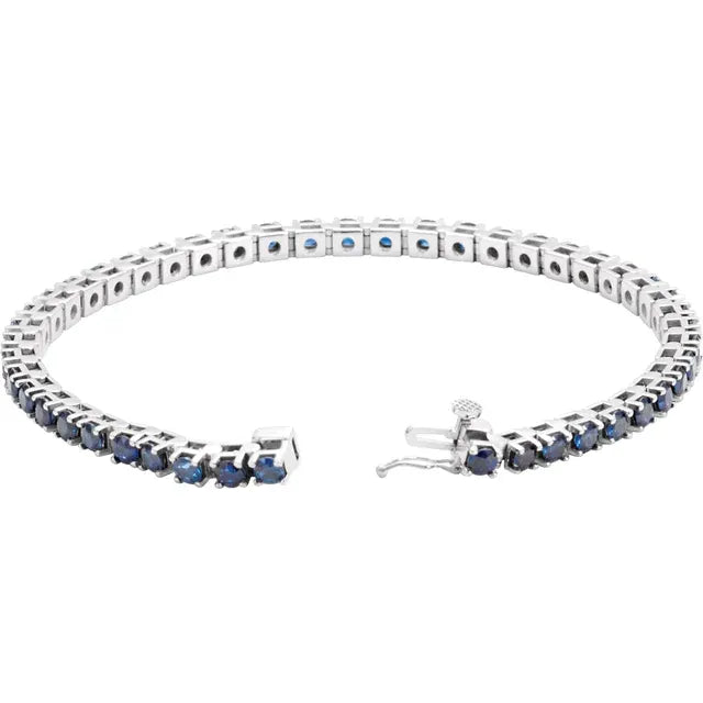 Platinum Blue Sapphire tennis Bracelet