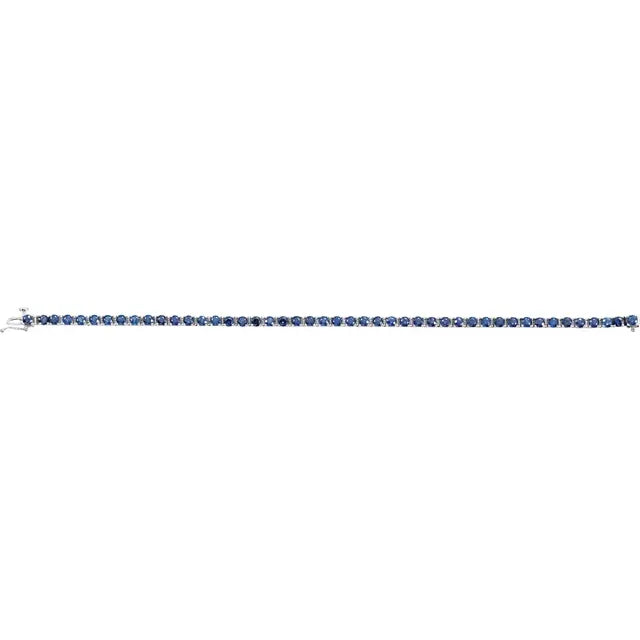 14K White gold Blue Sapphire tennis Bracelet open