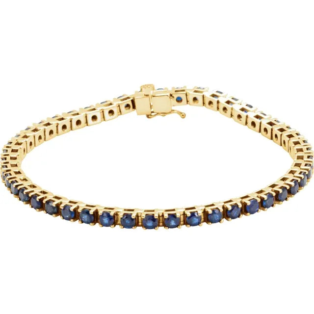 Blue Sapphire tennis Bracelet 14k Yellow Gold