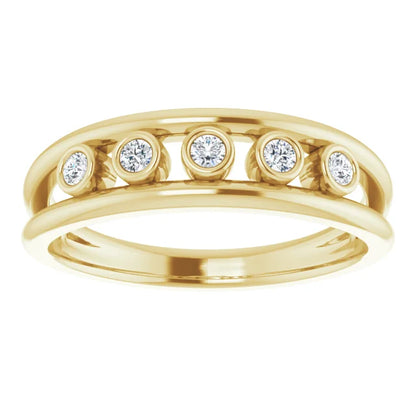 Negative Space women Diamond Ring 14K Yellow Gold 