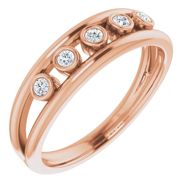 Negative Space women Diamond Ring 14K Rose Gold details 