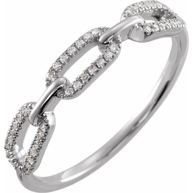 diamond channel link ring 14K White Gold