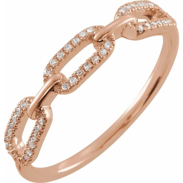 diamond channel link ring 14K Rose Gold