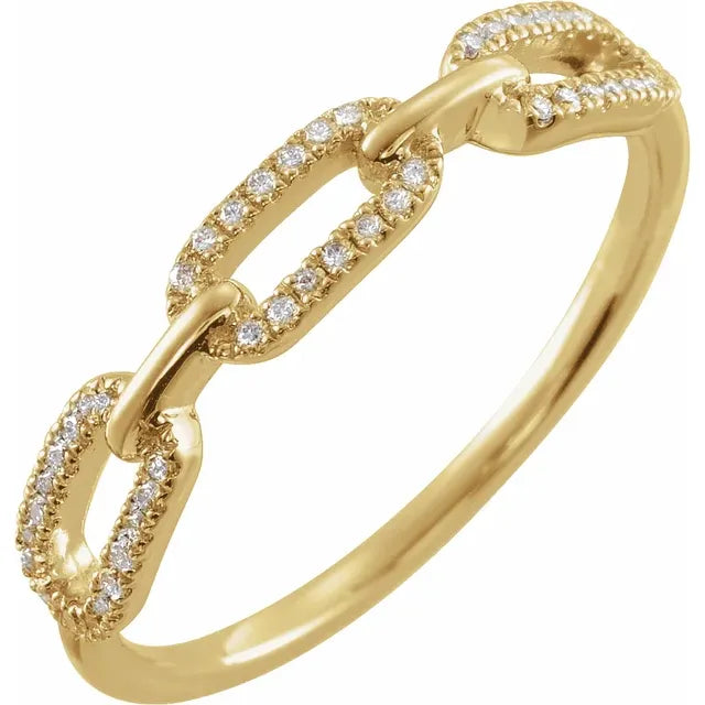 diamond channel link ring 14K Yellow Gold