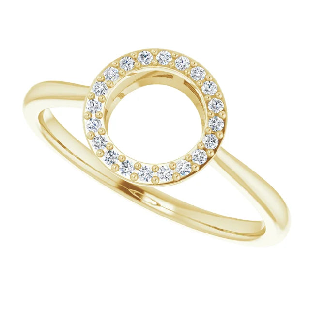 14 K Yellow 1/10 CTW Natural Diamond Ring side Picture 