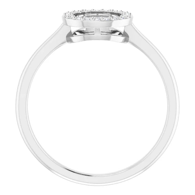 14 K White Gold 1/10 CTW Natural Diamond Circle Ring Top Angle Picture