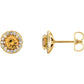 1/8 Carat Natural Diamond 14K Yellow Gold Stud Earrings, with natural citrine birthstone center stone