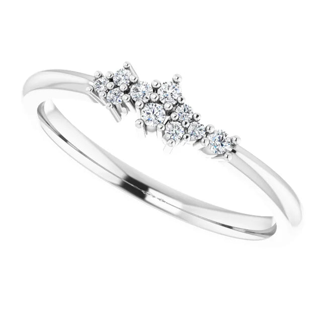 Stackable Cluster women Diamond ring Platinum Details 