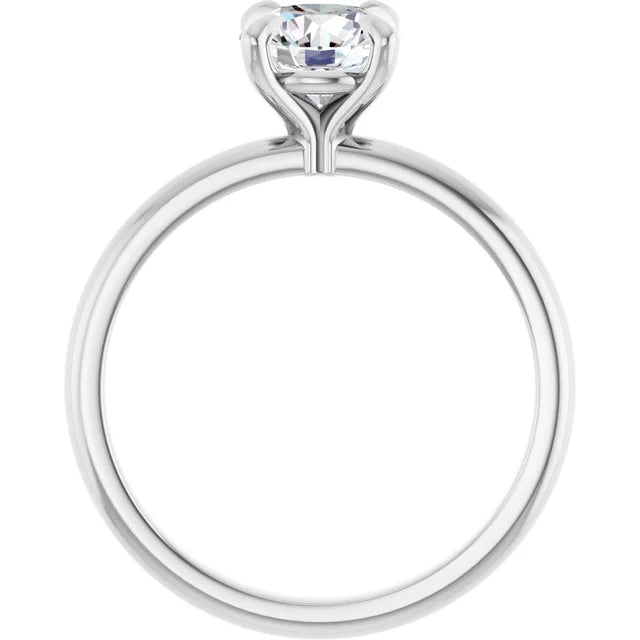 Round Solitaire Diamond Engagement Ring On Gold or Platinum (Claw Prong)