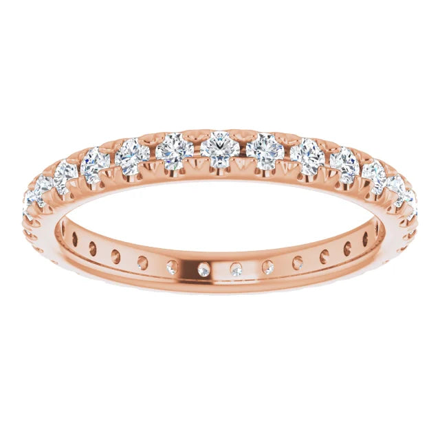 3/4 CTW French Set Diamond Eternity Band 14K Rose Gold 