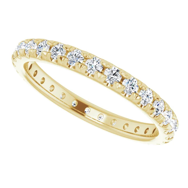 3/4 CTW French Set Diamond Eternity Band Side picture in 14K Yellow Gold