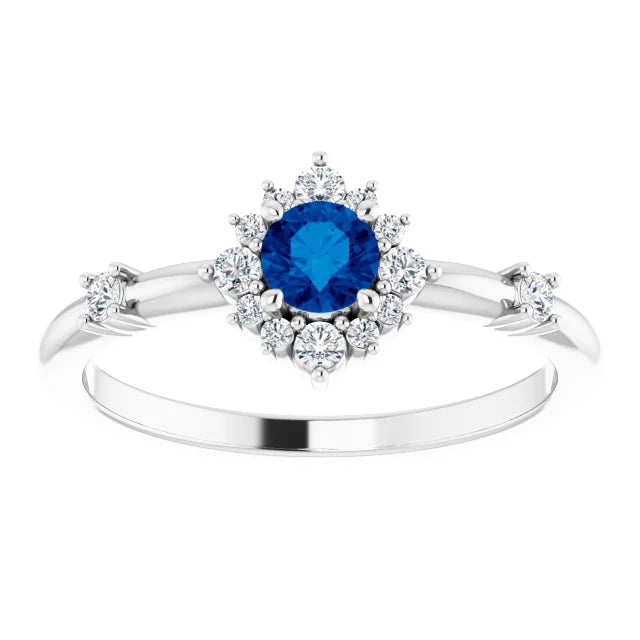 women Diamond Engagement Ring - Sapphire ring details